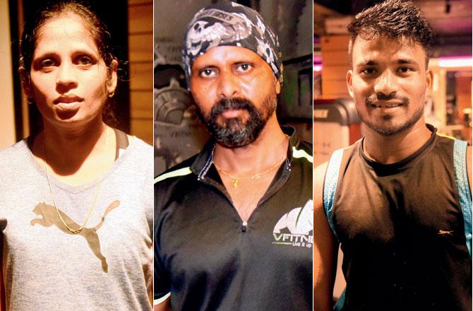 Gym member Sonali Bagwe; trainer Vinod Chavan. Pics/Sameer Markande; Trainer Vipul Gonabare