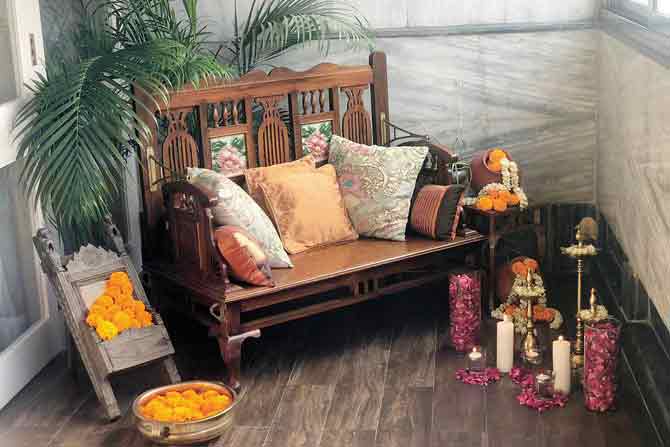 Nayantara Sangtani suggests decorating a corner of your home for video calls and online garba parties