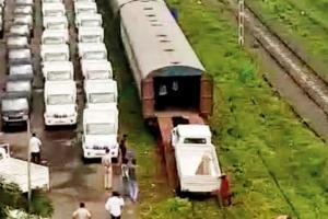 Freight train carries cars from Mumbai to Bangladesh