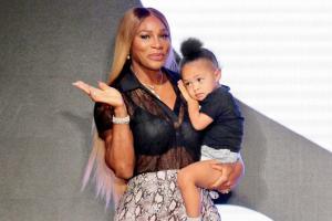 Serena Williams' daughter Olympia takes to tennis