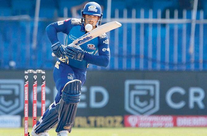 MI opener Quinton de Kock en route his 67. Pics: BCCI/IPL