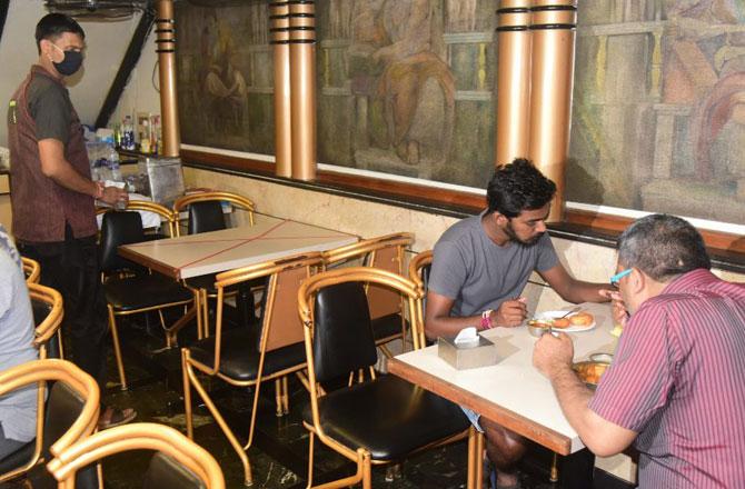 Many restaurants such as Jyothi at Dadar as seen in the picture, have recently been allowed to resume after the lockdown. Pic/Suresh Karkera