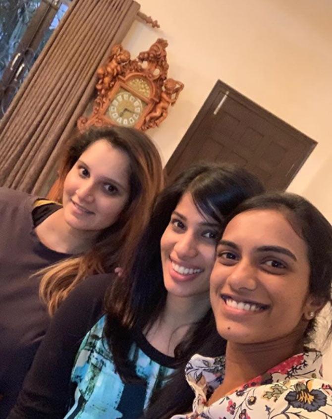 In picture: Joshna Chinappa in a selfie with tennis veteran Sania Mirza and badminton star PV Sindhu