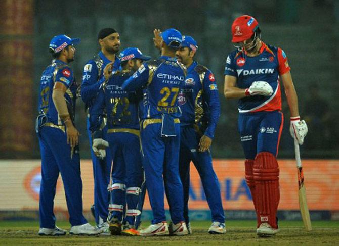 Delhi Daredevils: 66 all out: Against Mumbai Indians on May 6, 2017, Daredevils were put in to bowl and a humungous target to chase of 213, all thanks to Lendl Simmons and Kieron Pollard's fifties. But they sunk right from the start with Karun Nair's 21 being the top score for Delhi. Bhajji and Karn Sharma bagged 3 each.