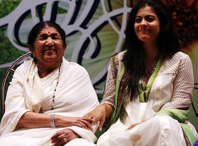 However, ironically, Lata Mangeshkar confessed that she had never been a weeper even when singing the most sombre songs. The legendary singer always preferred laughter to tears. But, she cried the most when she lost her father and her mother.
In picture: Lata Mangeshkar receives an award in the company of Kajol in Mumbai on April 24, 2010.