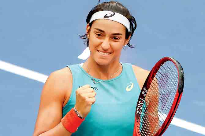 France’s Caroline Garcia celebrates her win over Karolina Pliskova