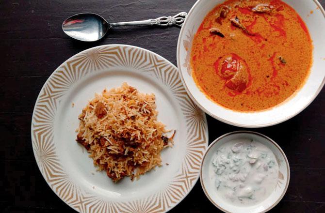 The mutton biryani with salan