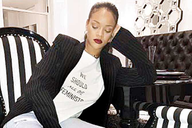 Rihanna in a ‘We should all be feminists’ T-shirt. PIC/Instagram