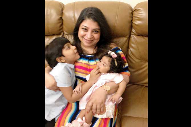 Shweta Shetty Rathod with her two kids, aged five years and three months. Rathod was able to get her first child his third polio dose  only after two months