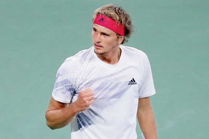  Alexander Zverev reacts during his match against Adrian Mannarino in the US Open on Friday. Pic/AFP