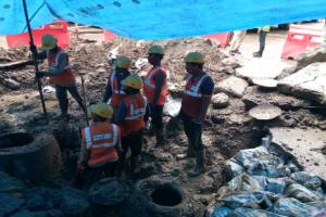 Mumbai: Road cave-in at Metro site near Girgaum Station, repair work on