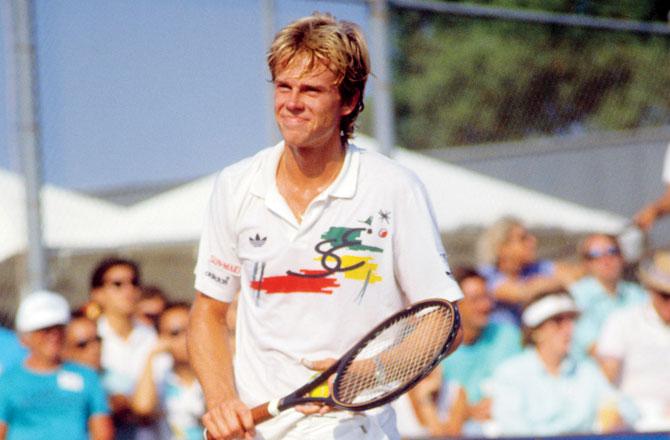 Swedish tennis star Stefan Edberg at a Los Angeles tournament in 1985, the year he visited India for the World Group Davis Cup tie. Pic/Getty Images