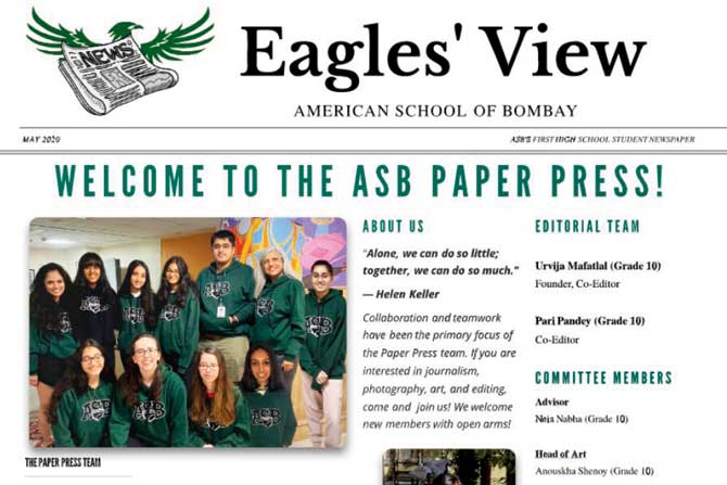 The May issue of ASB’s Eagles’ View featured lockdown stories and experiences  of both students and expat teachers