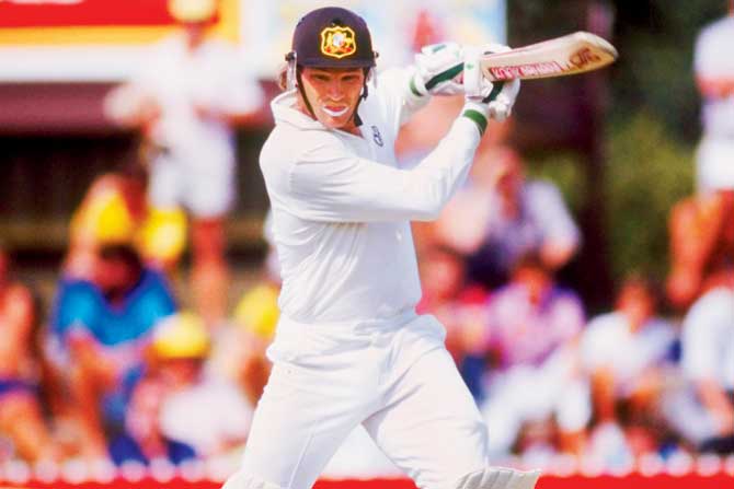 Australia’s middle-order batsman Dean Jones plays an off-side shot during his 216 in the fifth Test against West Indies at the Adelaide Oval during the Australian summer of 1988-89. PIC/GETTY IMAGES