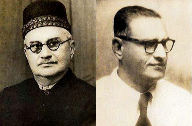 Jehangirji Bhavnagri and his son Shapoorji; (right) Jehangirji opened Rex at Ballard Estate in the 1930s