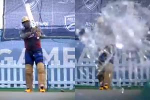SMASH! Andre Russell's power shot damages camera during training!