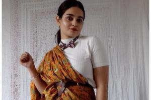 Saree with a BOW TAG introduced by Satya Singh Saree with a BOW TAG introduced by Satya Singh