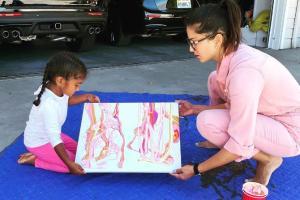 Sunny Leone spends her day painting with daughter Nisha Kaur Weber