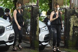 Sussanne Khan spotted twinning with son Hridhaan Roshan in Juhu