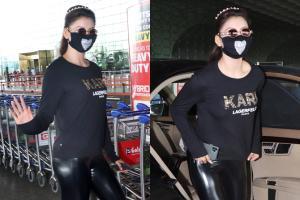 Urvashi Rautela ups the fashion game with her leather-pant look at Mumbai airport