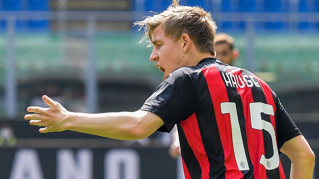 AC Milan's title hopes dented after draw AC Milan`s Norwegian forward Jens Petter Hauge celebrates after scoring an equalizer during the Italian Serie A football match AC Milan vs Sampdoria at the San Siro stadium in Milan. Pic/AFP