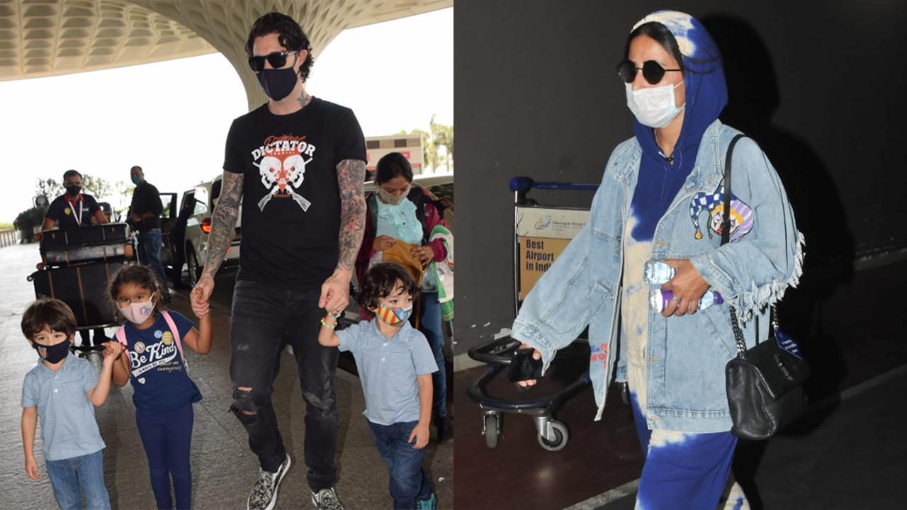 Hina Khan, Daniel Weber with kids, Giorgia Andriani clicked at Mumbai Airport