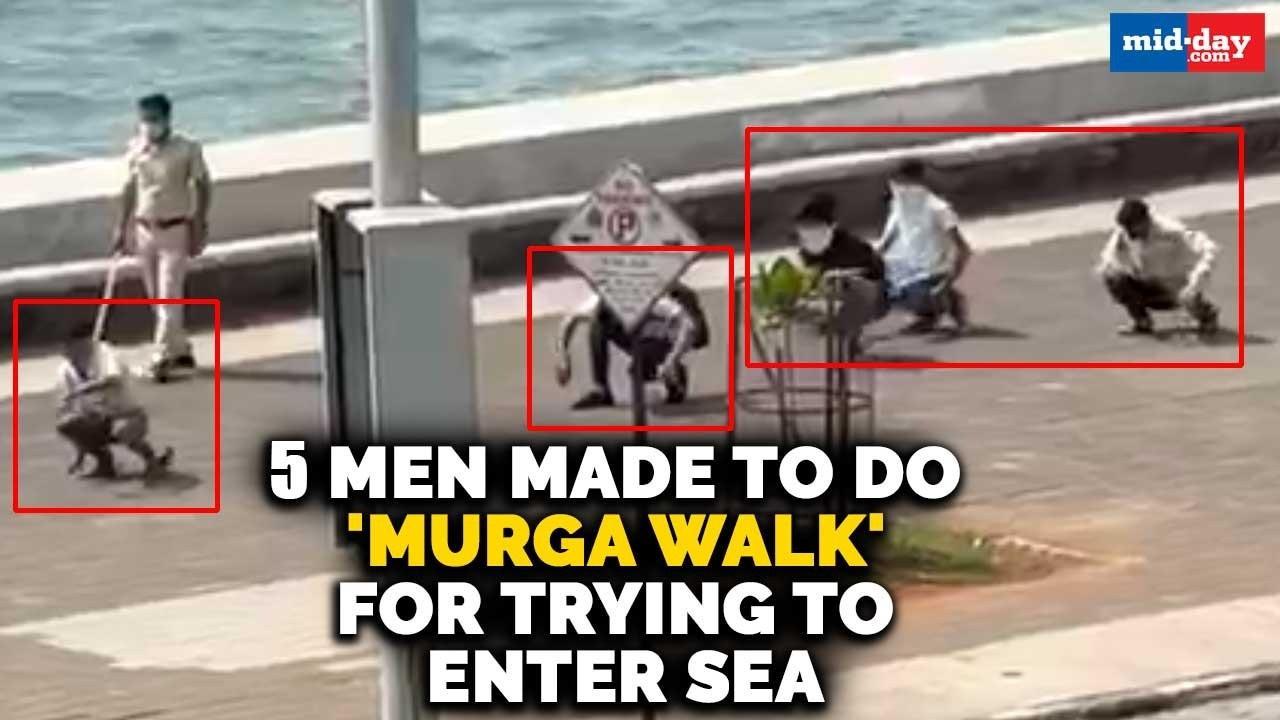 5 men made to do 'Murga Walk' for trying to enter sea
