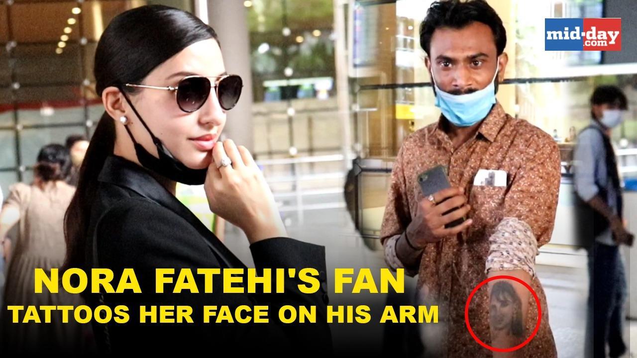 Nora Fatehi's fan tattoos her face on his arm