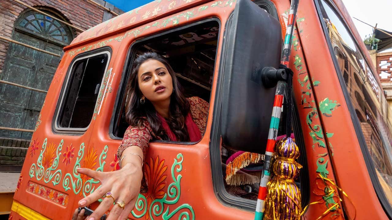 Rakul Preet Singh takes the driver's seat on the sets of Sardar Ka Grandson