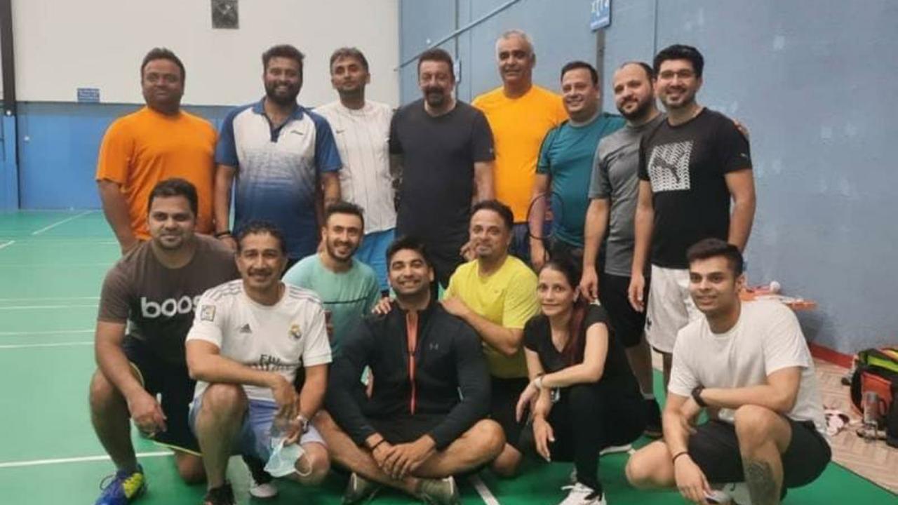 See photo: Sanjay Dutt enjoys a game of badminton with his friends