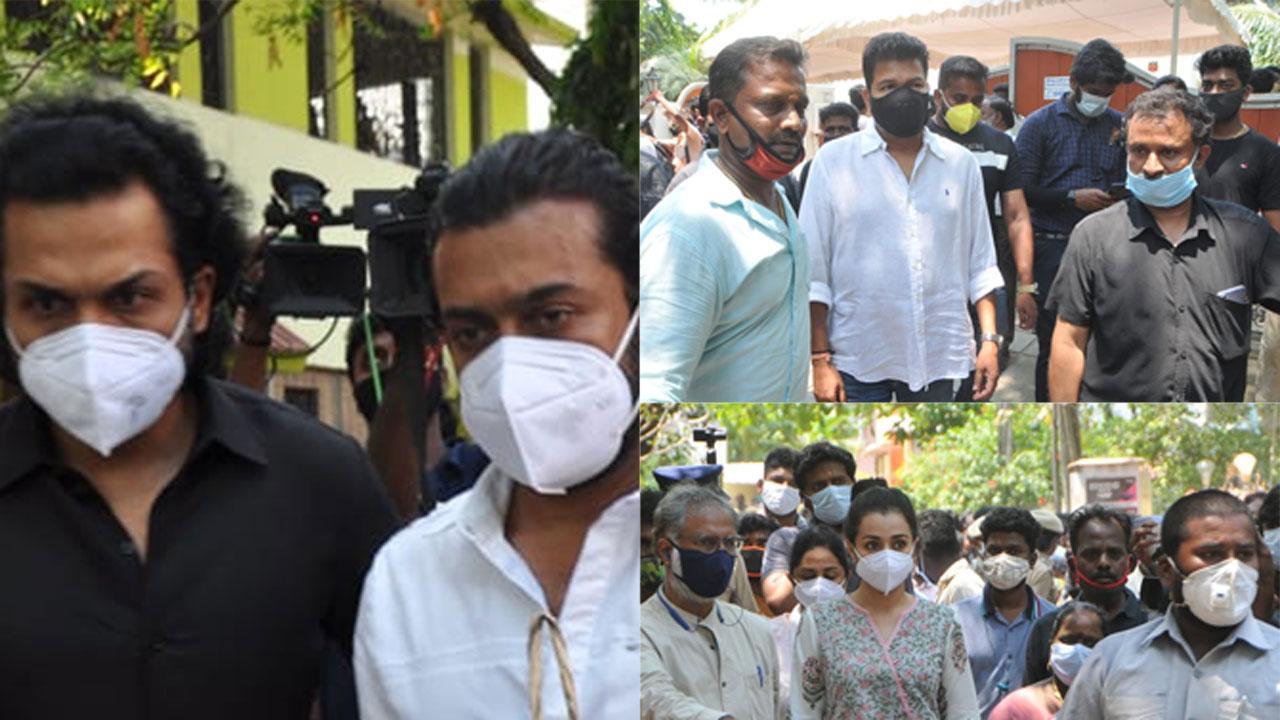Photos: Suriya, Trisha Krishnan, S. Shankar pay last respects to Tamil actor Vivekh