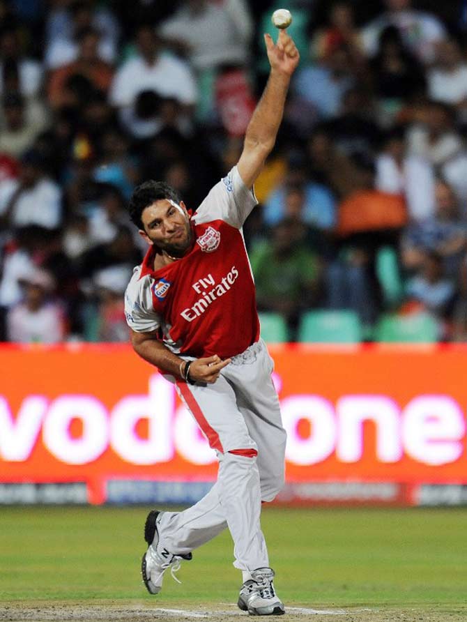 Yuvraj Singh: The Indian all-rounder has taken a hat-trick twice and the only cricketer to do so in a single season. He did so in 2009 while playing for Kings XI Punjab. (Pic/ AFP)