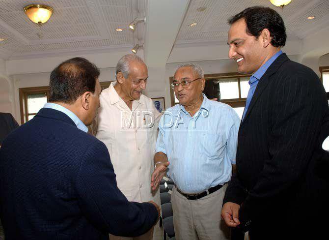 In picture: Sunil Gavaskar, Raj Singh Dungarpur, Dilip Sardesai and Mohammed Azharuddin during the launch of the book 'One-Day cricket - the Indian challenge', written by Ashish Ray, at C K Naidu hall in Cricket Club Of India (CCI)