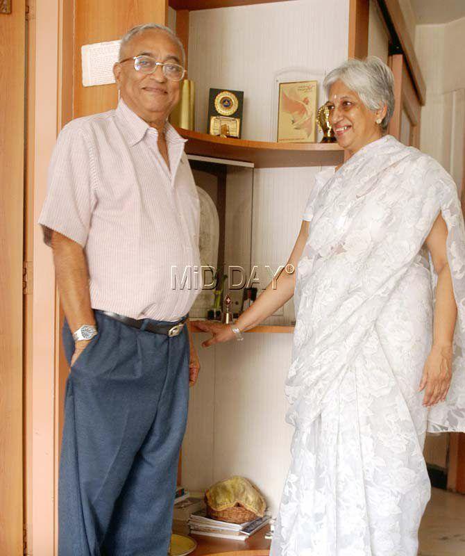 In picture: Dilip Sardesai with his wife Nandini at their residence in Marine Drive, South Mumbai