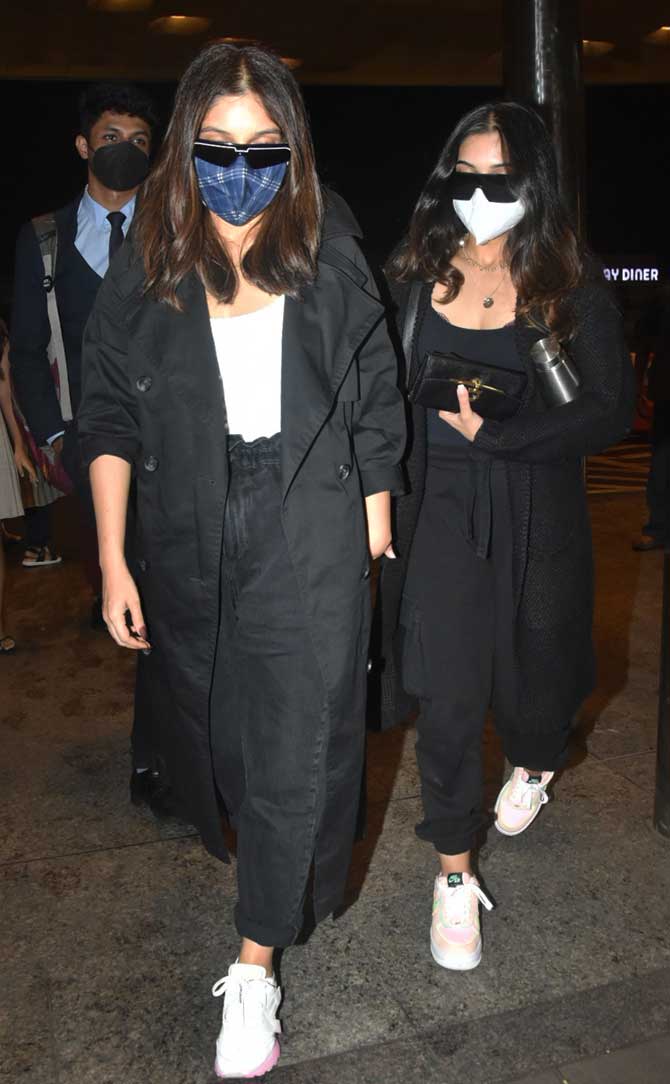 Bhumi Pednekar was spotted at Mumbai airport with sister Samiksha Pednekar. The actress has two big films in her kitty at present - Mr Lele and Raksha Bandhan.