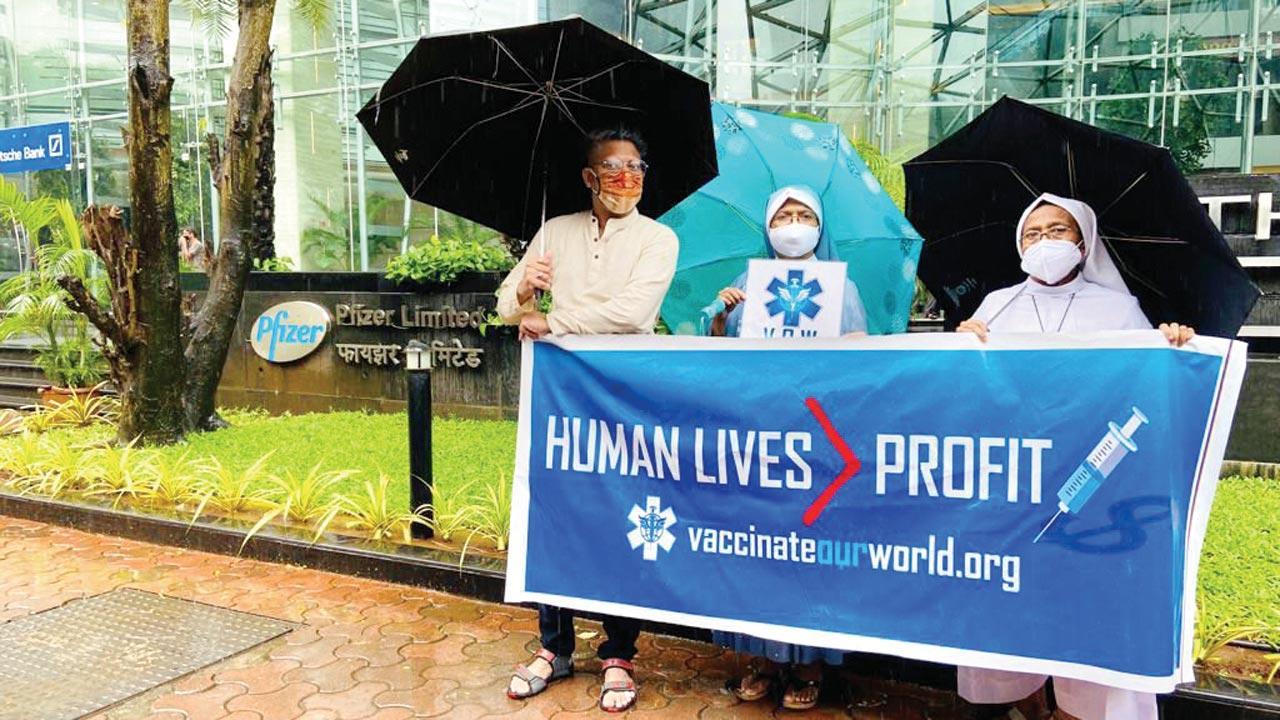 Close the jab gap: Mumbai activists target Pfizer for high price of Covid-19 vaccines