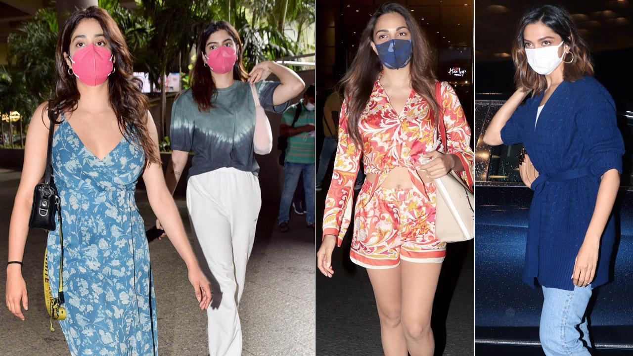 Kiara Advani, Deepika Padukone, Janhvi and Khushi Kapoor at Mumbai airport