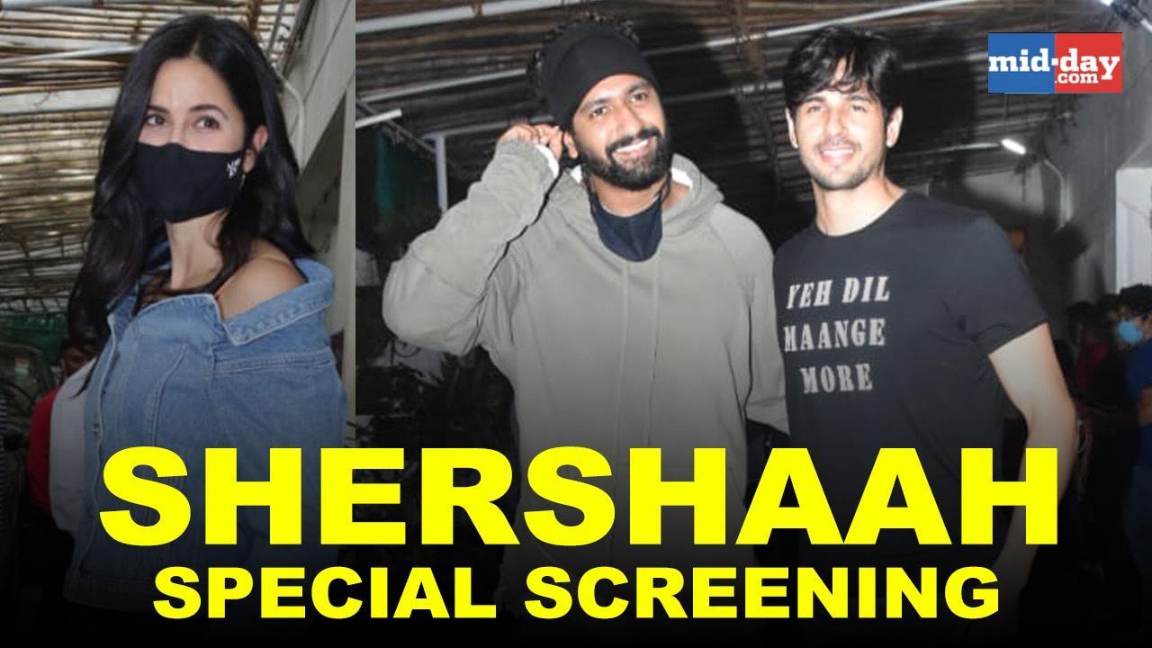 Vicky, Katrina and Sidharth at the special screening of 'Shershaah'