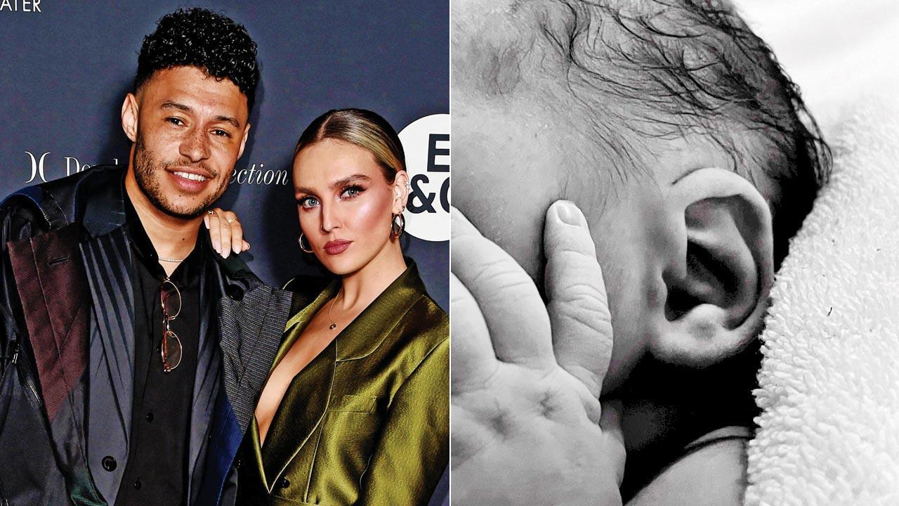 Alex Oxlade-Chamberlain wtih girlfriend Perrie Edwards and first child