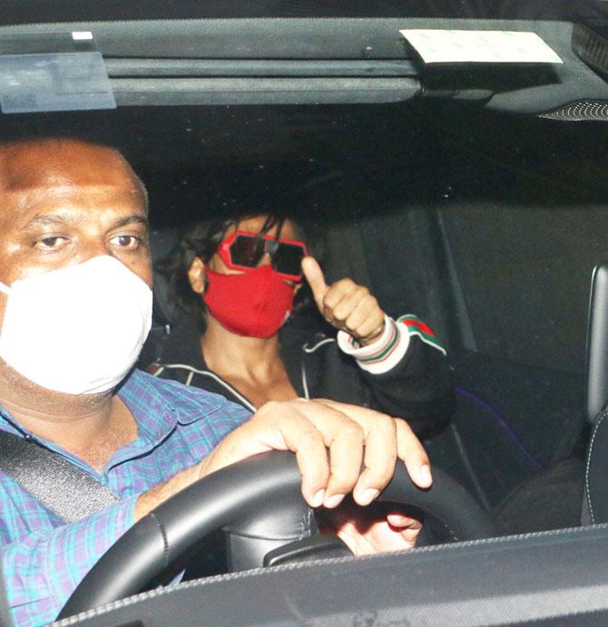 Ranveer Singh was masked up as he was spotted arriving at Karan Johar's house in Bandra. He's currently gearing up for Sooryavanshi and 83.