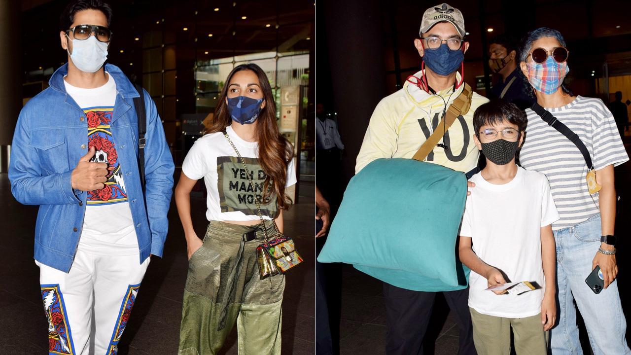 Mumbai Ki Kiran Baby Video Sex - Aamir Khan with Kiran Rao and Azad, Sidharth Malhotra-Kiara Advani at  airport