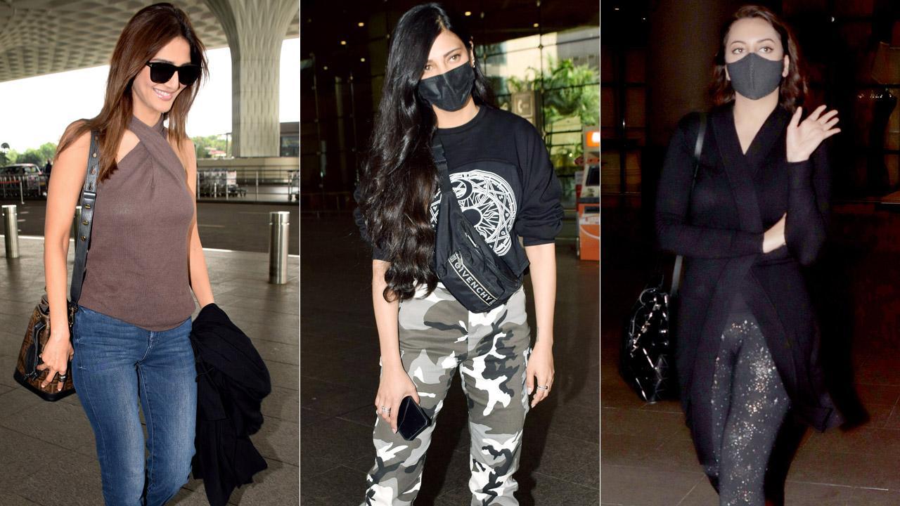 Sonakshi Sinha, Shruti Haasan and Vaani Kapoor at Mumbai airport