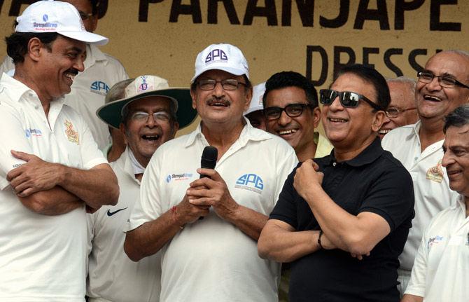 In picture: Ajit Wadekar is seen in a jovial mood with former India team-mate Sunil Gavaskar.