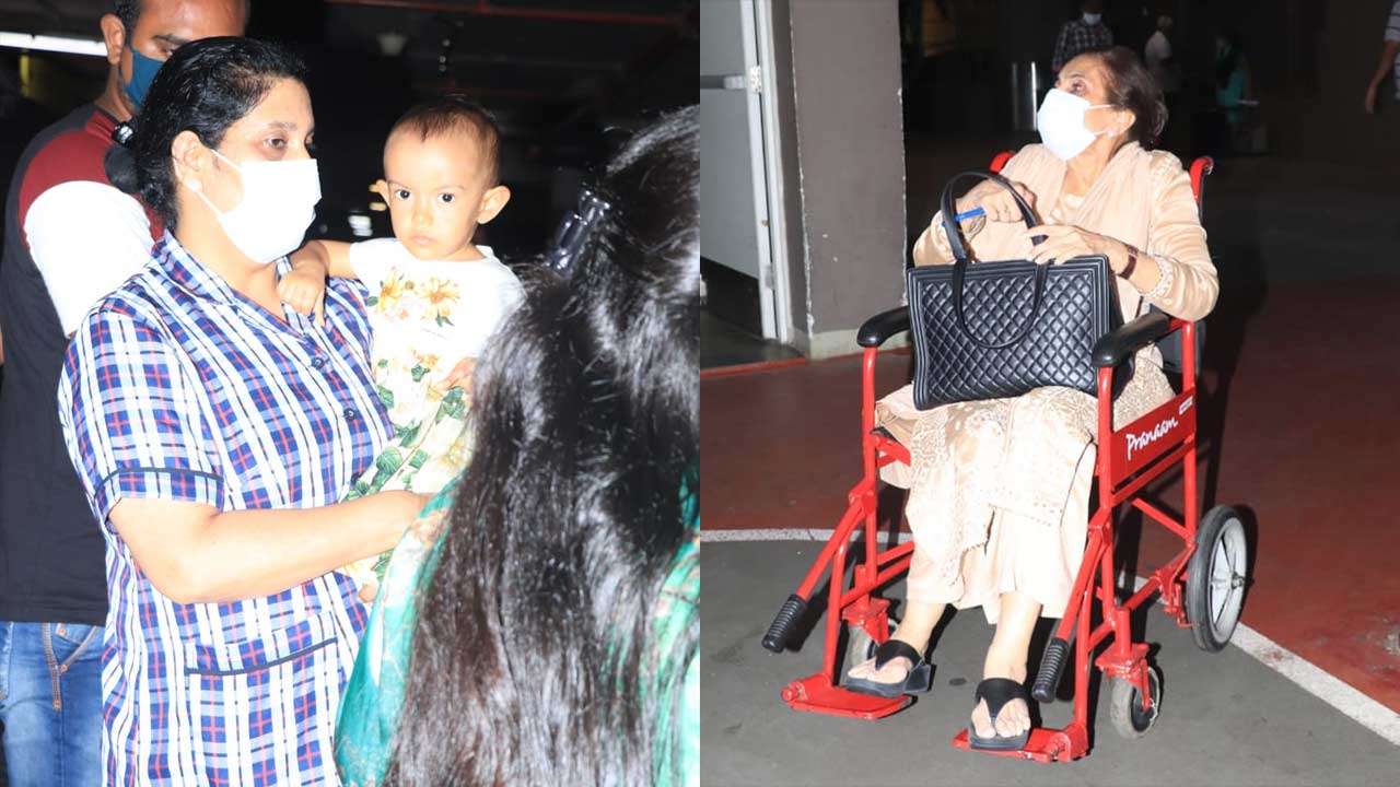 Aayush Sharma was accompanied by mother-in-law Salma Khan and baby girl Ayat.
