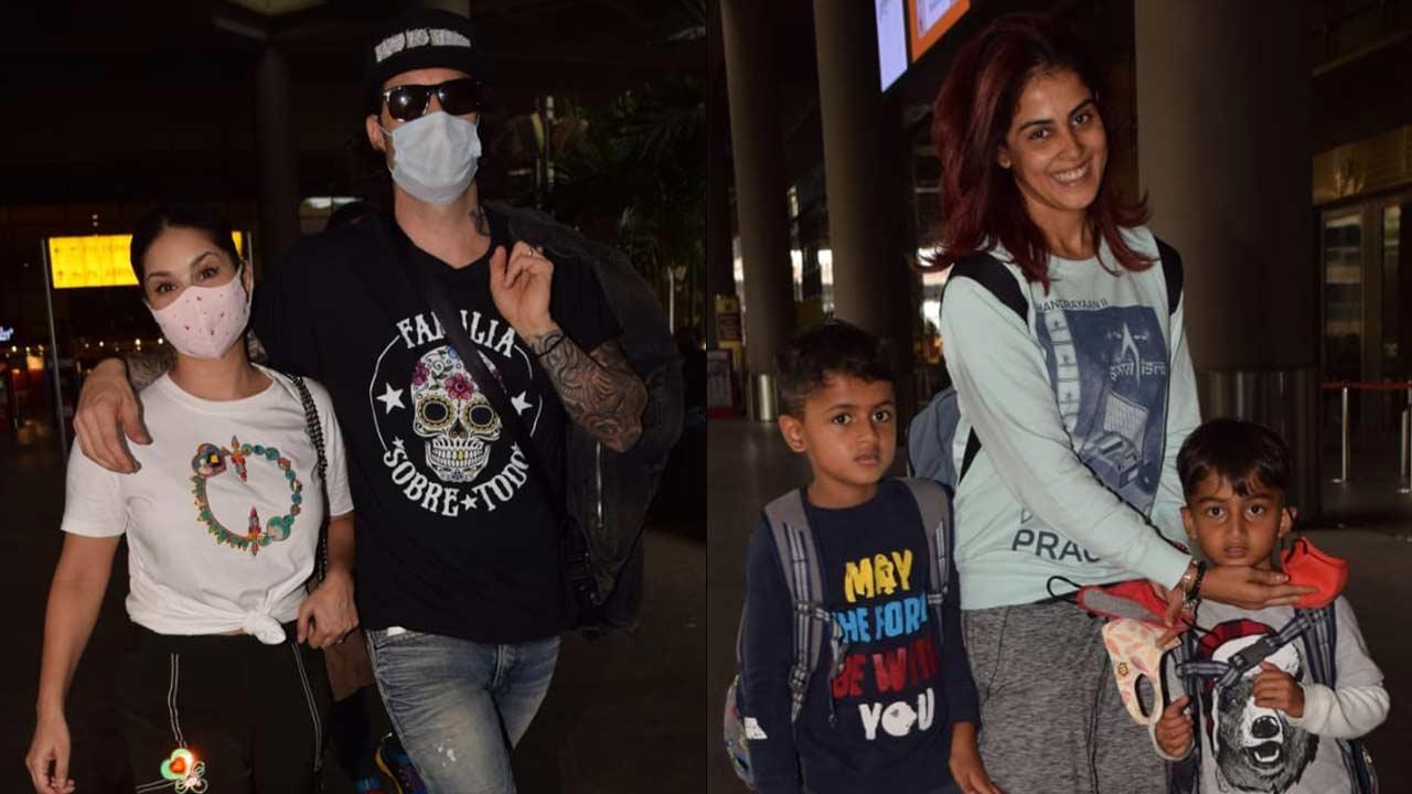 Genelia Deshmukh with kids, Sunny Leone with Daniel clicked at Mumbai airport