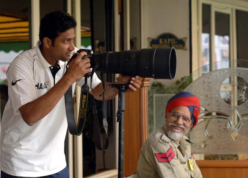 Anil Kumble gets behind the camera off the pitch and looks quite delighted