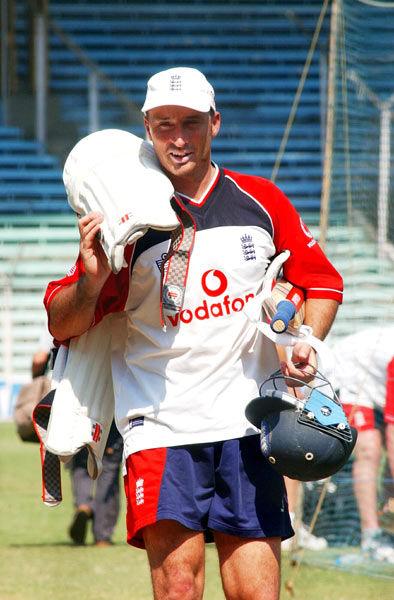 Former England captain Nasir Hussain during a training session ahead of a Test match between India and England