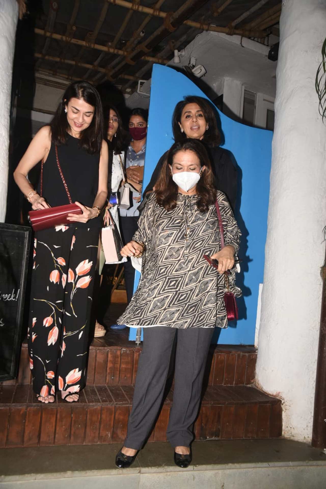 Neetu Kapoor was clicked with her BFFs at a dinner outing in the city.