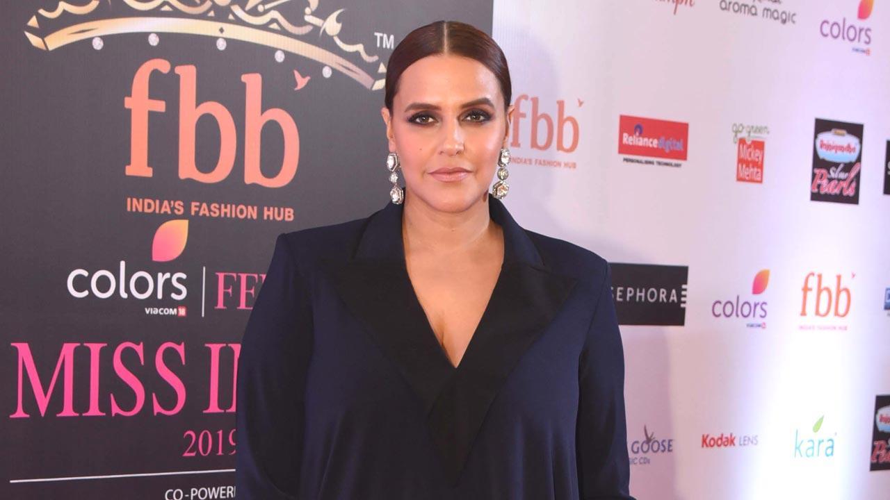 Neha Dhupia's daughter accompanies her for a shoot