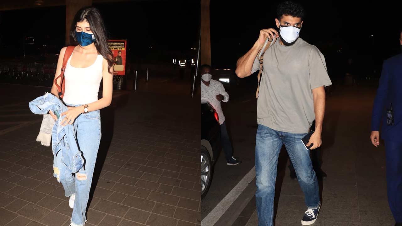 Sanjana Sanghi and Aditya Roy Kapur, who are all set to unite for 'Om: The Battle Within' were clicked at the Mumbai airport. Om: The Battle Within' marks the first association of Aditya and Sanjana as a lead pair. The film will be released in the second half of 2021. 